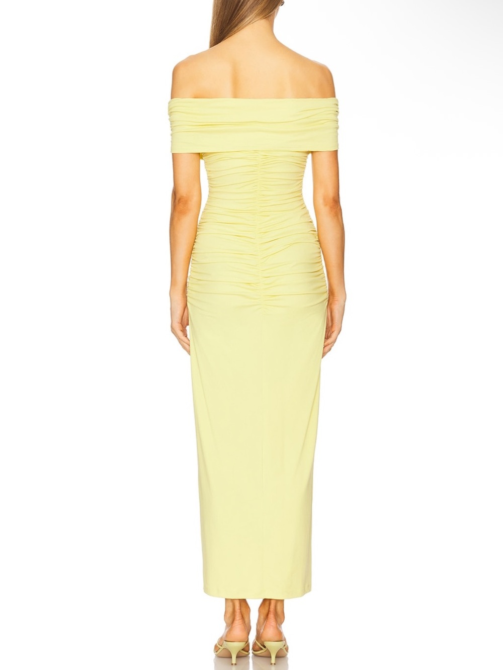 Susana Monaco V Wire Gathered Off The Shoulder Dress in Lemon Zest Revolve NEW - Picture 2 of 10